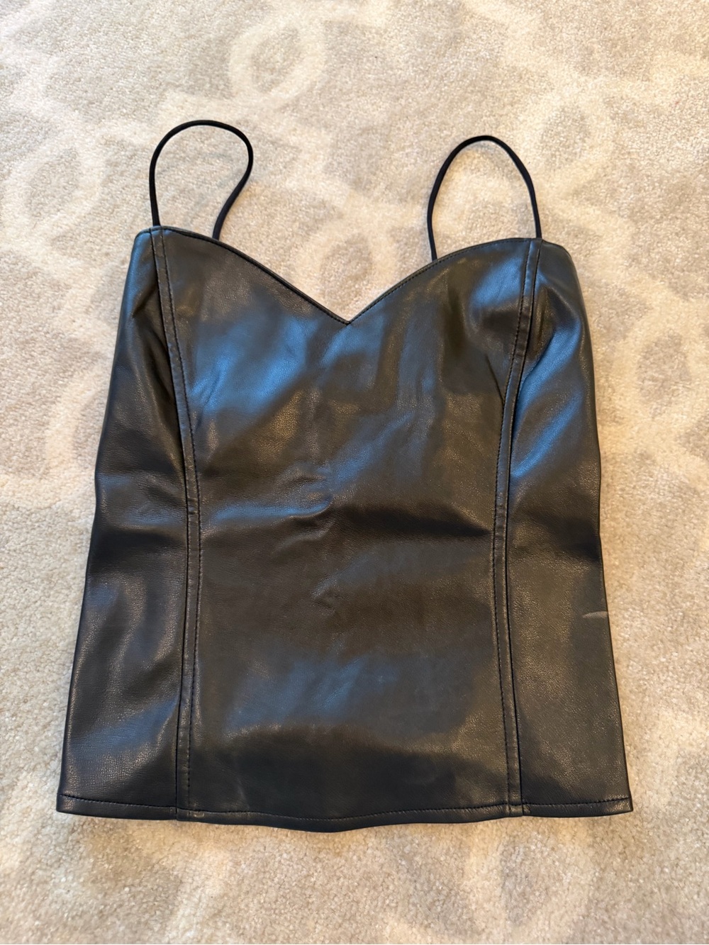 Sleek Black Faux Leather Cami Top